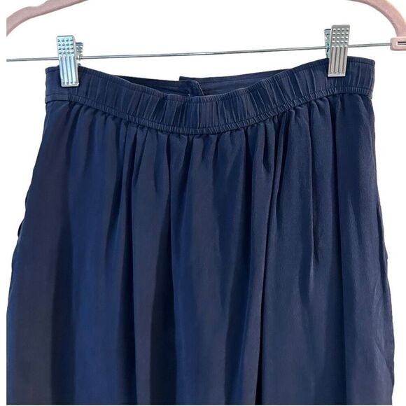 Madewell Navy Blue Button Front Silk Knee length Skirt Size XSY2K Feminine - Picture 6 of 12